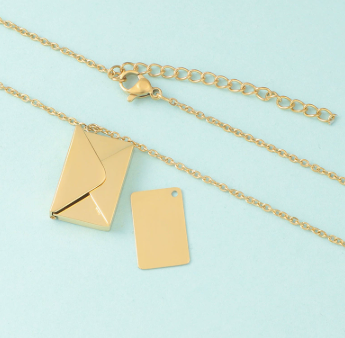 Golden Love Letter Envelope Pendant Necklace – 316L Stainless Steel