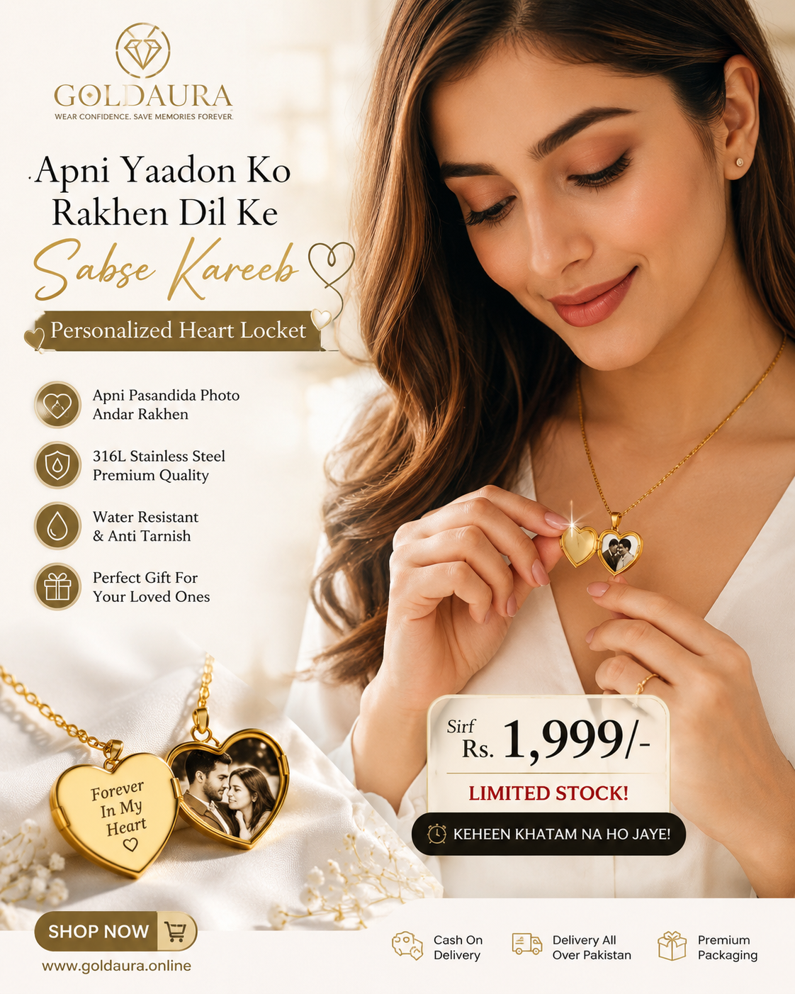 Personalized Heart Photo Locket Necklace – 316L Stainless Steel